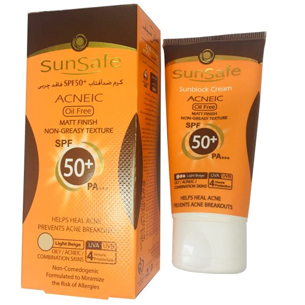 کرم ضد آفتاب رنگی SPF50 سان سیف مناسب پوست چرب و آکنه ای