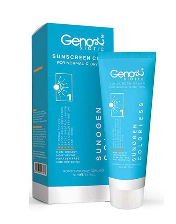 کرم ضد آفتاب بی رنگ SPF50 ژنوبایوتیک