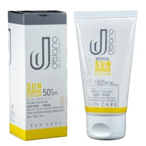 کرم ضد آفتاب رنگی SPF+50 دلانو مناسب پوست های نرمال و خشک