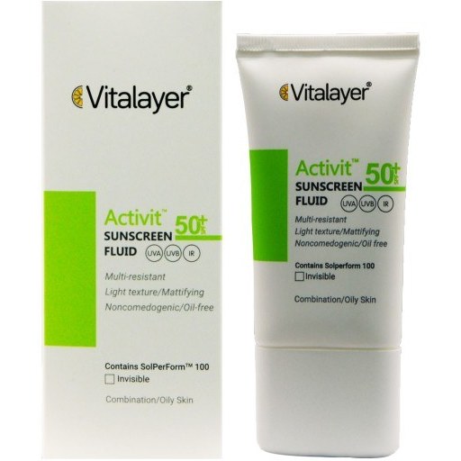فلوئید ضد آفتاب بی رنگ اکتی ویت ویتالیر SPF50 مخصوص پوست چرب